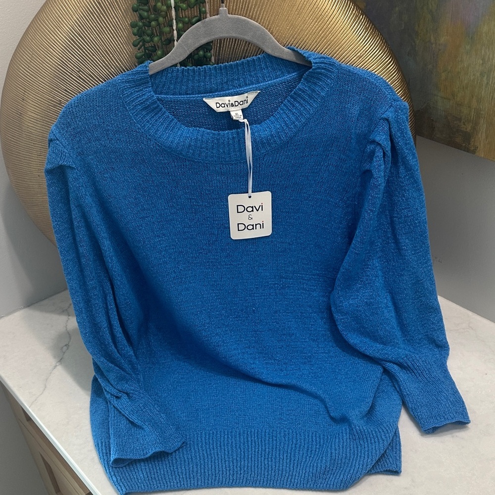 Davi & Dani Vibrant Blue Crew Neck Sweater